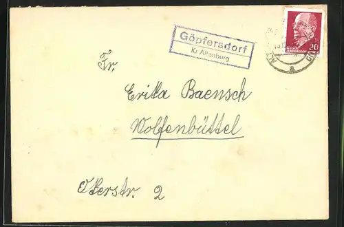 Briefumschlag Landpoststempel Göpfersdorf Kr. Altenburg