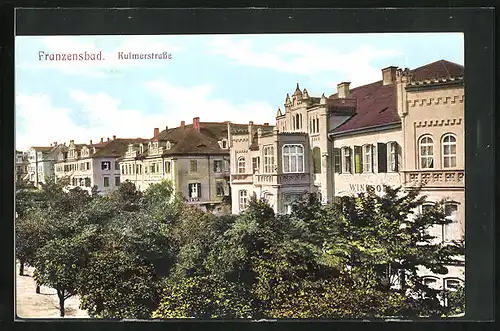 AK Franzensbad, Kulmerstrasse mit Bäumen