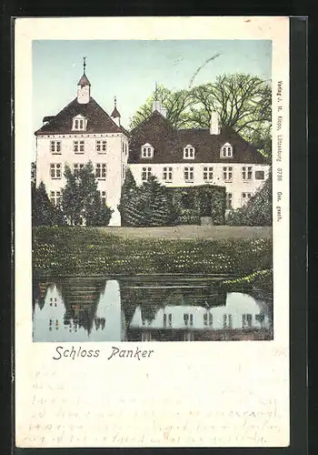 Goldfenster-AK Lütjenburg, Schloss Panker mit leuchtenden Fenstern