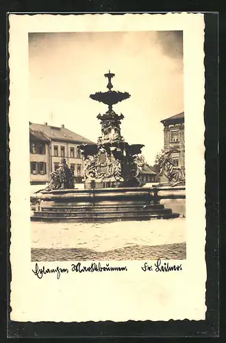 AK Erlangen, Marktbrunnen auf der Hauptstrasse