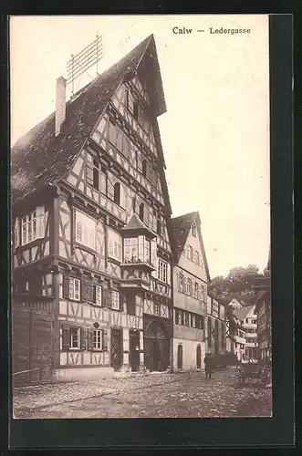 AK Calw, Fachwerkhaus in der Ledergasse