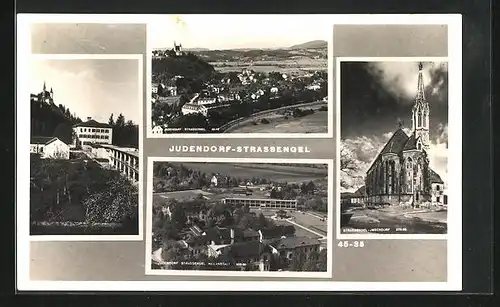 AK Judendorf-Strassengel, Panorama, Kirche und Heilanstalt