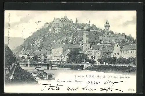 AK Graz, Panorama v. d. Radetzky-Brücke aus