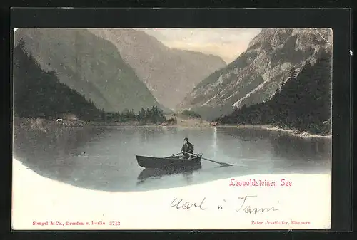 AK Eisenerz, Ruderer im Boot auf Leopoldsteiner See