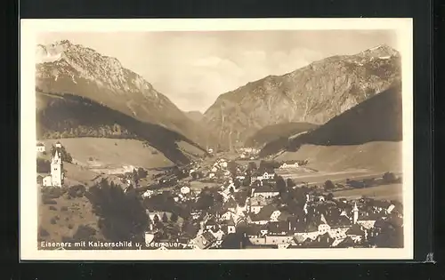 AK Eisenerz, Dorf vor Kaiserschild und Seemauer