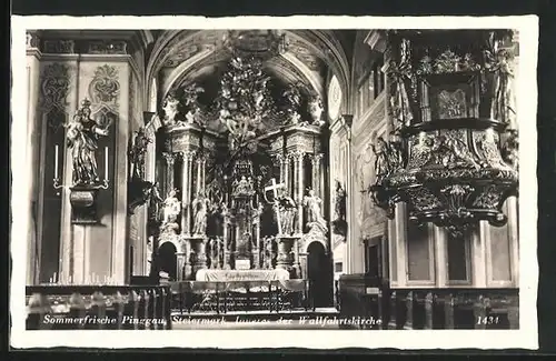 AK Pinggau, prunkvolle Innenansicht der Wallfahrtskirche