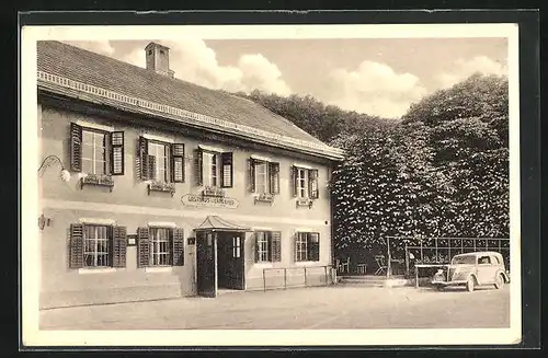 AK Salzburg-Langwied, Gasthaus Langwied mit Auto