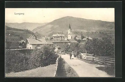 AK Leogang, Strassenpartie im Ort