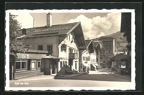 AK Zell am See, Strassenpartie mit Gasthof