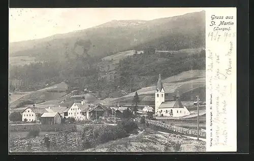 AK St. Martin, Ortsansicht mit Berglandschaft