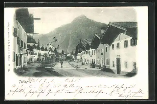 AK Golling, Strassenpartie mit Reihenhäusern