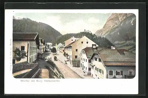 AK Werfen, Strassenpartie und Burg Hohenwerfen