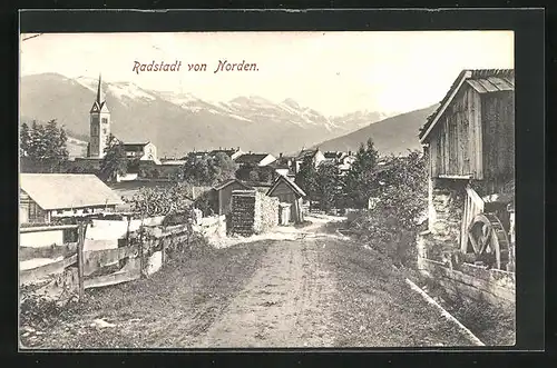 AK Radstadt, Blick in die Stadt von Norden aus mit Mühle