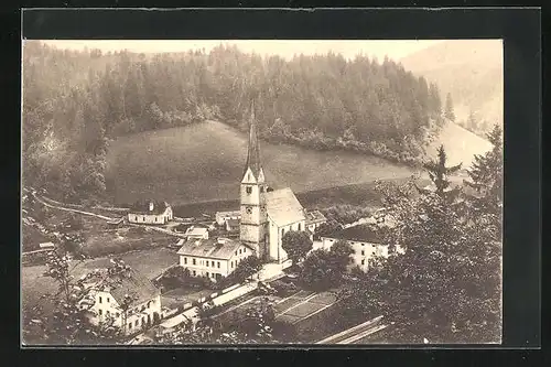 AK Hüttau /Fritztale, Kirche aus der Vogelschau