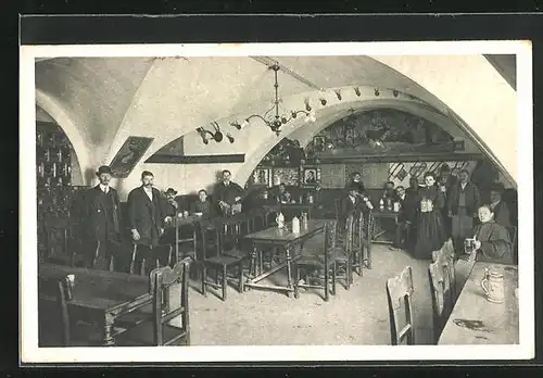 AK Salzburg, Gasthaus Gablerbräu, Bierhalle, Innenansicht