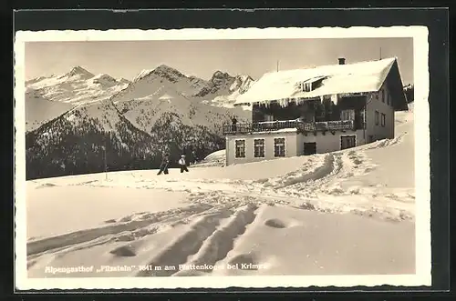 AK Plattenkogel bei Krimml, Alpengsthof Filzstein im Schnee