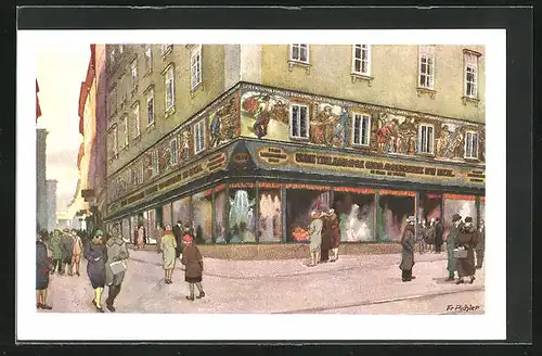 Künstler-AK Salzburg, Handlung von Franz Thalhammer am Rathausplatz 2