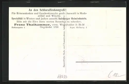 Künstler-AK Salzburg, Handlung von Franz Thalhammer am Rathausplatz 2