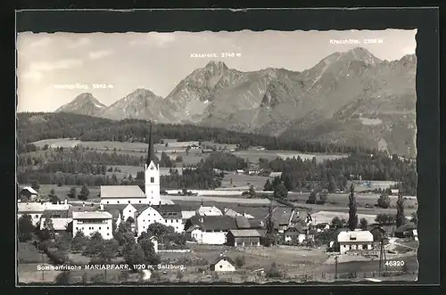 AK Mariapfarr, Teilansicht mit Hochgolling, Kasereck und Kreuzhöhe
