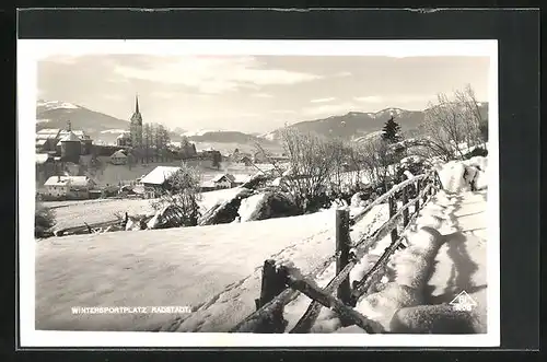 AK Radstadt, Ortspartie im Schnee