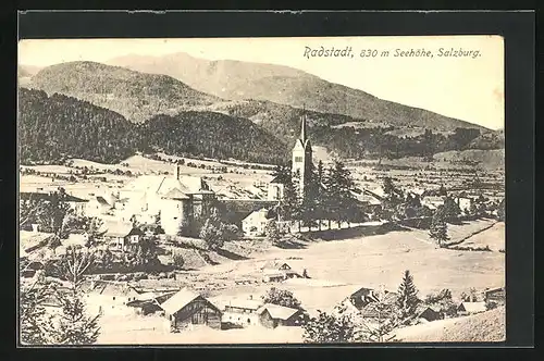 AK Radstadt, Ortspartie mit Kirche