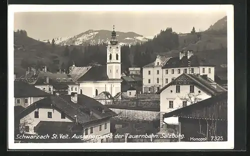 AK Schwarzach-St. Veit, Ortspartie mit Kirche