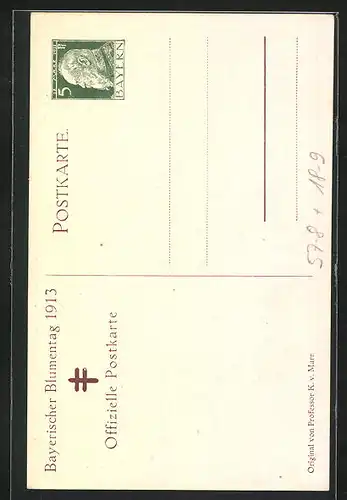 AK Bayerischer Blumentag 1913, Ganzsache Bayern