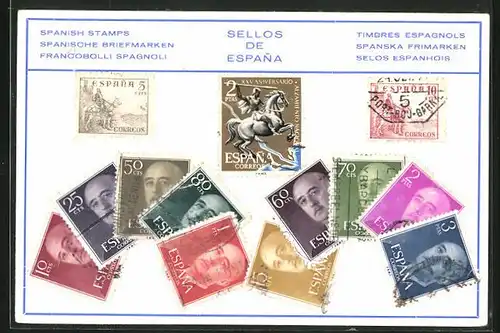 AK Briefmarken aus Spanien