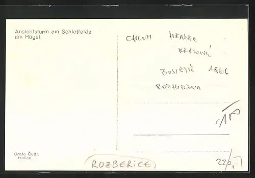 AK Rozberice, Aussichtsturm am Schlatfelde am Hügel