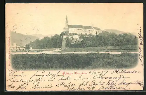 AK Tetschen-Bodenbach / Decin, Direkter Blick auf das Schloss