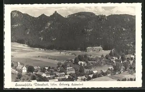 AK Dittersbach / Jetrichovice, Teilansicht mit Berglandschaft