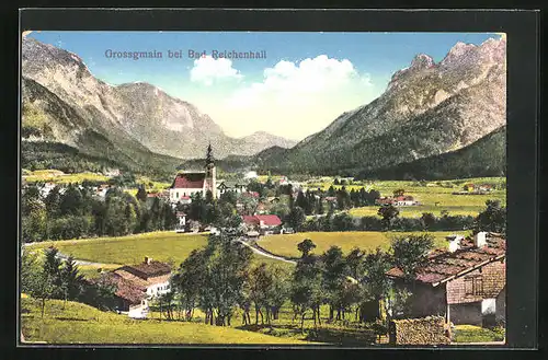 AK Grossgmain, Totalansicht aus der Vogelschau