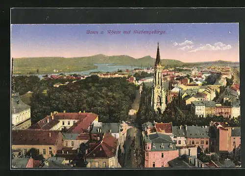 AK Bonn am Rhein, Gesamtansicht mit Siebengebirge