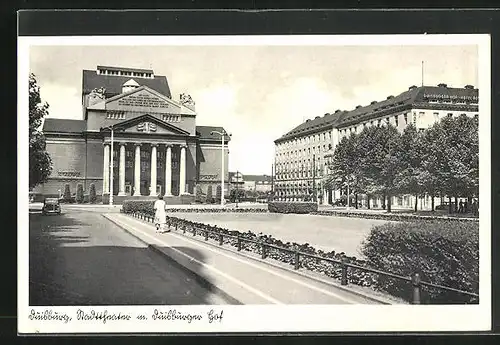 AK Duisburg, Stadttheater mit Hotel Duisburger Hof