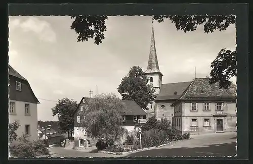 AK Presseck im Frankenwald, Ortspartie mit Kirche