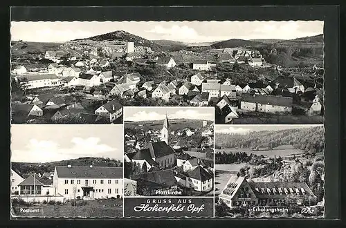 AK Hohenfels /Opf, Ortsansicht, Pfarrkirche, Erholungsheim und Postamt