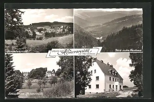 AK Heinersreuth im Frankenwald, Gesamtansicht, Blick in den Frankenwald, Pension Flügel, Schlösser