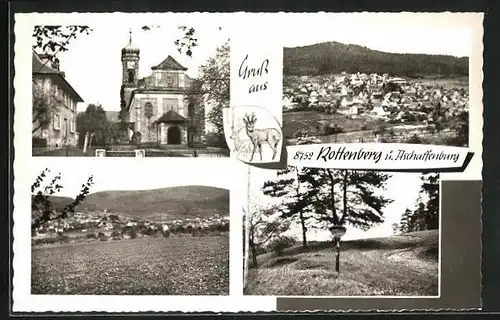 AK Rottenberg, zwei Ortsansichten, Kirche und Umgebung