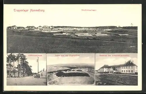 AK Hammelburg, Truppenlager - Nördliches Lager, Offiziersstrasse, Lager aus der Vogelschau, Kaserne des Arbeitskommandos