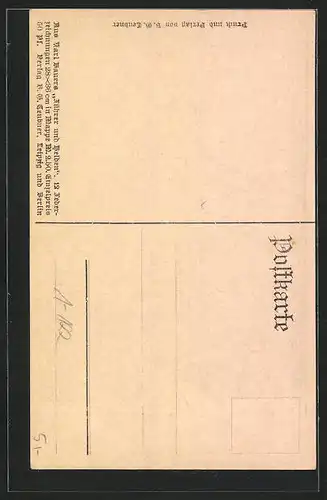 Künstler-AK Reichskanzler von Bethmann Hollweg mit einem Brief in der Hand