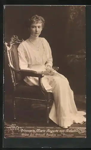 AK Prinzessin Marie Auguste von Anhalt, Braut von Prinz Joachim von Preussen