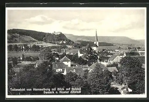 AK Hammelburg, Teilansicht mit Blick auf Schloss Saaleck und Kloster Altstadt