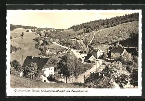 AK Oberwarmensteinach-Hütten i. Fichtelgeb., Ortsansicht mit Jugendherberge