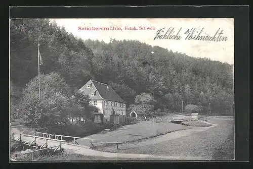 AK Schottersmühle, Fränk. Schweiz, Teilansicht am Wald