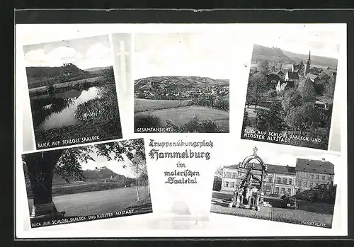 AK Hammelburg, Truppenübungsplatz, Gesamtansicht, Schloss Saaleck, Kloster Altstadt, Marktplatz