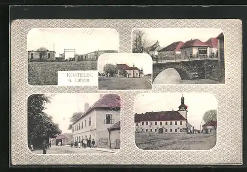 AK Kostelec n. Labem, Ortspartien und Kirche