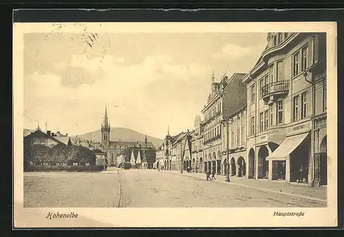 AK Hohenelbe / Vrchlabi, Partie auf der Hauptstrasse