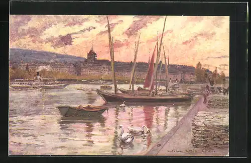 Künstler-AK Georges Stein: Geneve, Uferpromenade