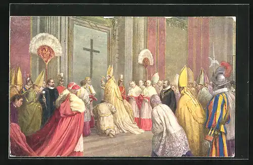 Künstler-AK Papst Pius XI. bei der Amtseinführung