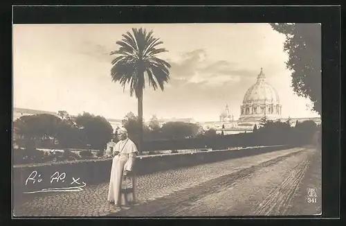 AK Papst Pius X. in den vatikanischen Gärten